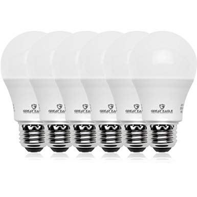 Great Eagle 100W Equivalent LED Light Bulb 1600 Lumens A19 4000K Cool White Non-Dimmable 14-Watt UL Listed (6-Pack)