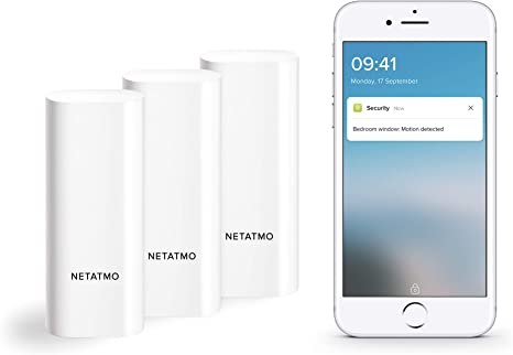 Netatmo Smart Sensors for Doors and Windows, Wireless, Monopod, Pack of 3, Vibration Detection