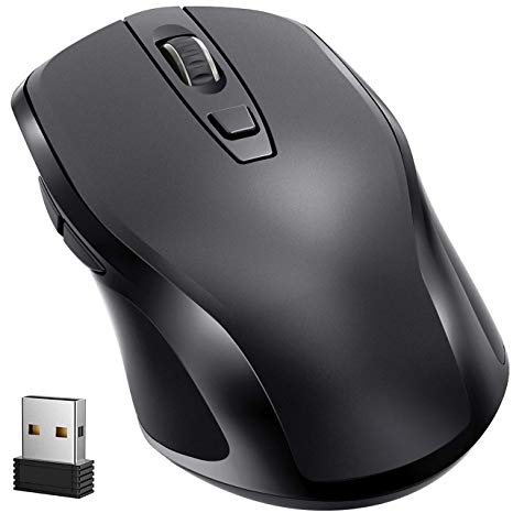 Wireless Mouse,【Hand-friendly Design, 6 Buttons】Patuoxun Full-size 2.4G USB PC Laptop Computer Cordless Mice with Nano Receiver,1600 DPI, Home & Office for Apple Windows Mac Macbook