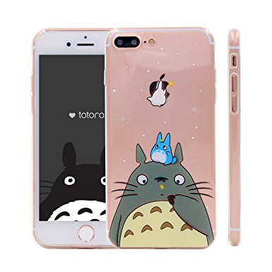 iPhone 7 Plus Case, MC Fashion Ultra Thin Embossed Printing Cute Totoro Pattern Clear Transparent TPU Rubber Flexible Slim Skin Soft Case for Apple iPhone 7 Plus (2016) (Totoro)