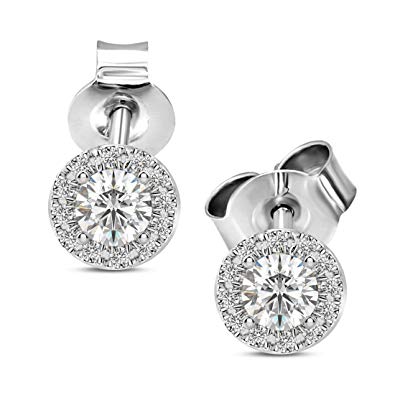 Luxury Halo Cut Diamond Earrings 1 cttw IGI Certified Lab Grown Diamond Stud Earring for Women Lab Created Diamonds Earring 14K White Gold Real Diamond Earring for Women SI-GH Real Diamond Earring