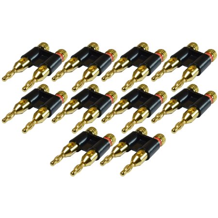 GLS Audio - Dual Gold Banana Plugs Heavy Duty Plug Banana Clips - NOTE: .75" Tip to Tip (3/4") - 10 PACK