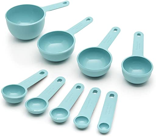 KitchenAid Measuring Cup Set, 9 Piece, Aqua Sky