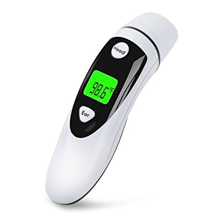 Medical Forehead and Ear Thermometer for All Age with Fever Alarm, Clinical household Infrared Digital Thermometer - CE and FDA Approved