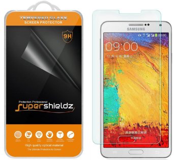 [2-Pack] Samsung Galaxy Note 3 Tempered Glass Screen Protector, Supershieldz® Ballistics Glass 0.3mm 9H Hardness Anti-Scratch, Anti-Fingerprint, Bubble Free [ Lifetime Warranty]