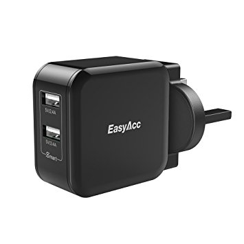 [Most Powerful Ever] EasyAcc 24W 4.8A Wall Charger 2-Port USB Travel Charger with Smart Charge Technology for iPhone 6s, 6 Plus, iPad Pro / Air / Mini, Galaxy S7 S6 Edge and More