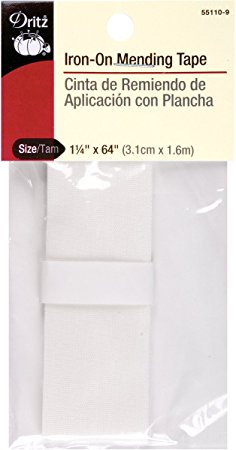Dritz 55110-9 Iron-On Mending Tape, White, 1-1/4 by 64-Inch