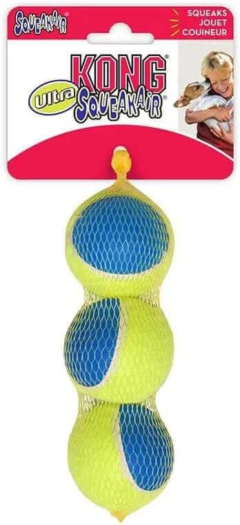 KONG - Squeakair Ultra Balls - Dog Toy Premium Squeak Tennis Balls, Gentle on Teeth - For Medium Dogs (3 Pack)