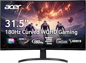 acer Nitro 31.5" WQHD 2560 x 1440 1500R Curved Gaming Monitor | AMD FreeSync | Up to 180Hz Refresh | 1ms (VRB) | Tilt | 1 x Display Port 1.4 & 2 x HDMI 2.0 | EDA323QU S3bmiiphx