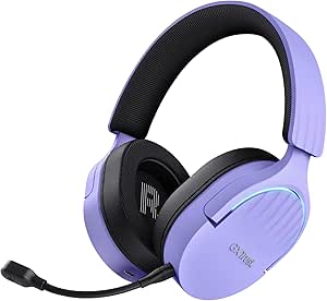 Trust Gaming GXT 491P Fayzo Wireless Gaming Headset Bluetooth   2.4 GHz Dual Connection, 7.1 Surround Sound, 22hr Battery, RGB Over Ear Wireless Headphones with Microphone PC PS5 PS4 Switch - Purple