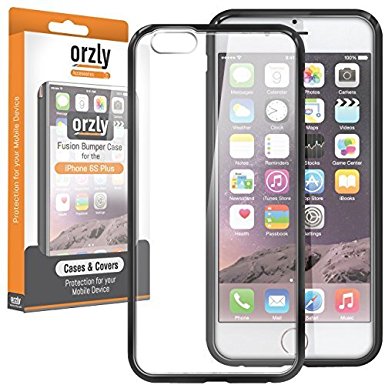 Orzly® FUSION Bumper Case for Apple iPhone 6 PLUS & 6S PLUS (Fits Both 5.5 Inch Versions) - Protective Hard Cover Shell with Anti-Scratch Clear Back Panel & Impact Absorbing Rubber Rim in BLACK