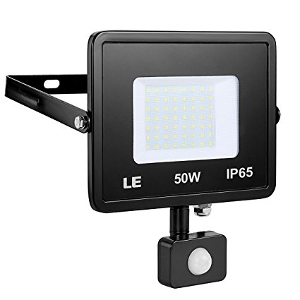 LE 50W Motion Sensor Flood Light, 4000lm Outdoor LED Flood Lights, 150W HPSL Equivalent, 5000K Daylight White, Waterproof Super Bright LED PIR Floodlight, Basement Light (No Plug)