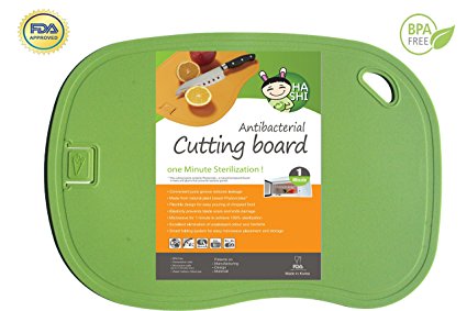 Antimicrobial Cutting Board, 100% 1 Minute Microwave Antibacterial Sterilization, Non-slip and Flexible Cutting Mats (Green) by Hashi