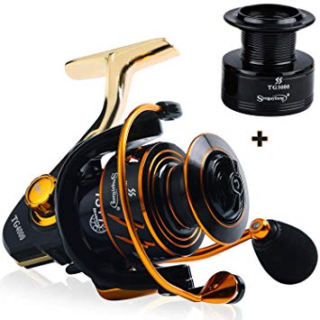 Sougayilang Spinning Reel, Light Smooth 5.0:1High Speed Gear Ratio, CNC Machined & Carbon Matrix Washers Spool,13 1 BB Saltwater Corrosion Protection