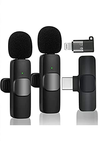 QAWACHH Dual Wireless Collar Microphone Supports Type C   iPhone/ipad