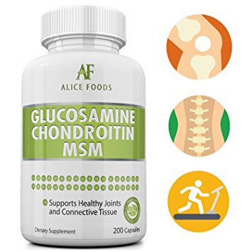 Alice Foods Healthy Joints and Help Prevent Arthritis Glucosamine/Chondroitin/MSM Complex - Better Than GNC TriFlex   Guide on Natural Remedies - Recover Faster from Injuries/Fatigue