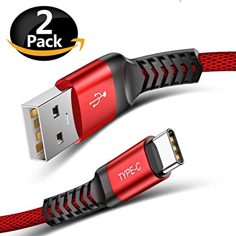 ULTRICS USB Type C Cable 1M, High Speed 10Gbps USB 3.1 Nylon Braided Data Transfer Lead, Fast Charging Cord Compatible with Samsung Galaxy S10/ S9/ S8 Plus, Note 9/8, LG, HTC, Google Pixel – Red