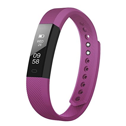 Fitness Tracker Self-Timer Slim Smart Watch New Bracelet Bluetooth Call Reminder Calorie Counter Wireless Pedometer Band Sport Sleep Monitor Activity Tracker For Android iOS Phone (Purple)