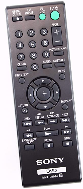 Sony RMT-D197A DVD Player Remote Control for DVP-SR201P, DVP-SR210P, DVP-SR405P, DVP-SR510H