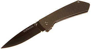 Schrade SCH402L Large Ceramic Liner Lock Folding Knife Drop Point Blade Carbon Fiber Handle