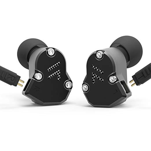 RevoNext QT2 Triple Driver In-ear HIFI Earphone, Detachable Wired Headphone Earbuds Hifi Stereo Headset with Dynamic and Balanced Armature Hybrid Driver (Black Without Mic)