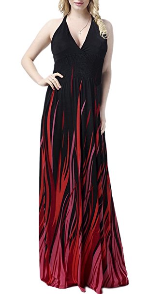 Jusfitsu Women's Deap V-neck Strappy Sexy Maxi Dress Evening Gown Plus Size