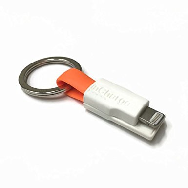 The inCharge Ultra Portable Charging Keychain Cable USB to Lightning 10mm Thin Version Orange