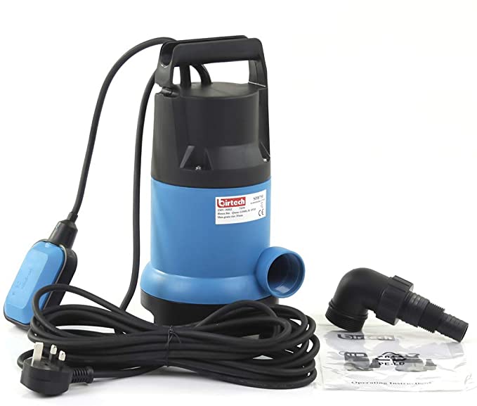 Heavy Duty Electric Submersible Pump Clean and Dirty Water Pump with Float Switch Flood Drain Garden Pond Pump (750W, 12500L/H, Lift 8m)