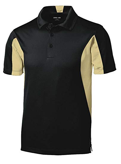 Joe's USA Men's Moisture Wicking Side Blocked Micropique Polo's- Regular, Big & Tall Sizes