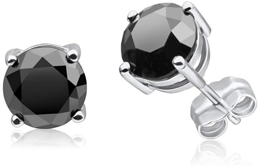 1/2-10 Carat Total Weight Black Diamond Stud Earrings