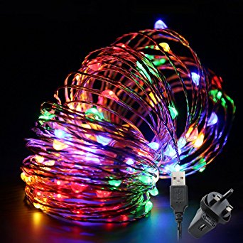 Led String Lights,TechRise 10-Meters Colorful 100 LEDS Star Starry Copper Wire Fairy String Lights For Holiday Party Wedding Christams Decoration - Multi Color