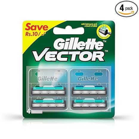 Gillette Vector Plus Manual Shaving Razor Blades (Cartridge) - 4S Pack, Men