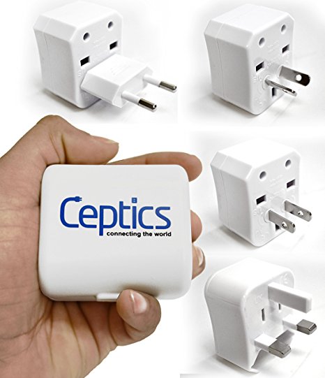 Ceptics International Travel Plug Adapter Kit, 3 Pcs