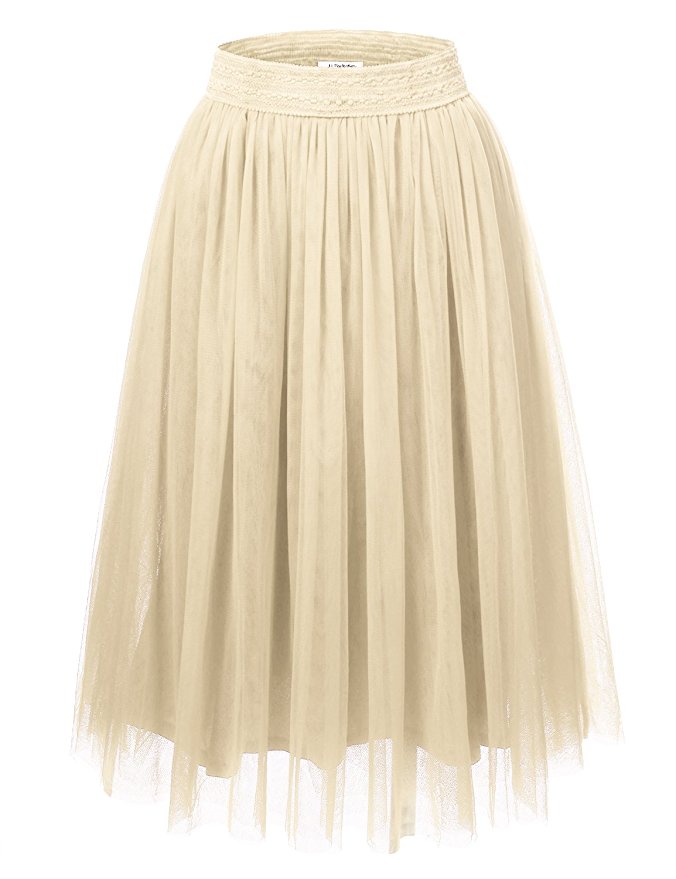 JJ Perfection Women's Tulle Layered A-Line Long Midi Party Skirt