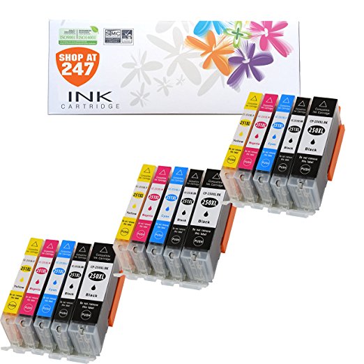 Shop At 247 Brand Set of 15 Pack PGI-250XL & CLI-251XL Compatible Ink Cartridge Set for Pixma IP7220, MG5420, MG6320, MX722, MX922