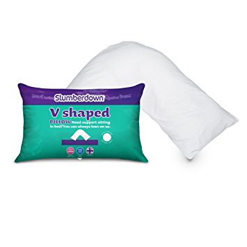 Slumberdown V Shape Pillow, Hollowfibre, White, King Size