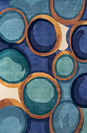 Momeni Rugs NEWWANW133BLU2030 New Wave Collection, 100% Wool Hand Carved & Tufted Contemporary Area Rug, 2' x 3', Blue
