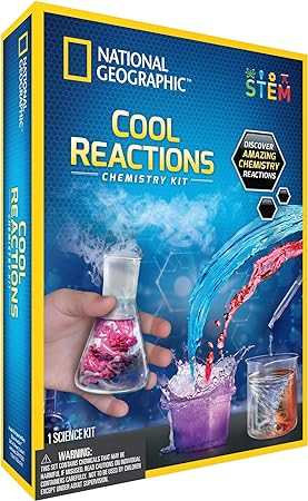National Geographic JM80597U Set Educational Science Age 8  with 5 Awesome Experiments | Fascinating Kids STEM Toys Gifts for 8  Year Old Boys and Girls, Cool Reactions Chemistry Kit