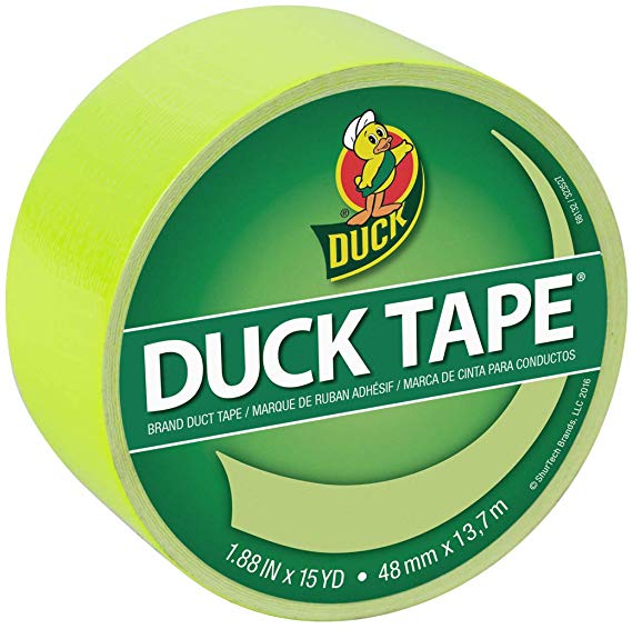 Duck Brand Colored Duct Tape, Fluorescent Citrus, 1.88 Inches x 15 Yards, Single Roll (285225)