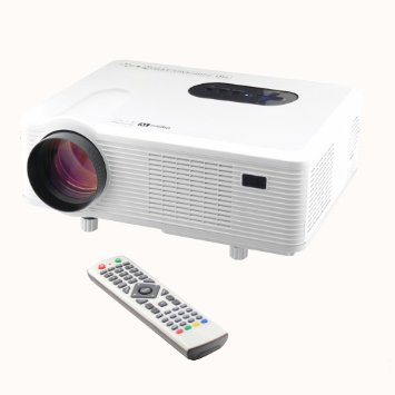 Excelvan 3000 Lumen HD Home Theater Multimedia LCD Projector 1080-HDMIAnalog TVVGA AV Native 720p Support 1080p Led Projector Analog TV US White