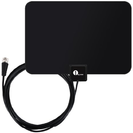 1byone OUS00-0187 Super Thin HDTV Antenna with 35 Miles Range and 10-Feet High Performance Coaxial Cable