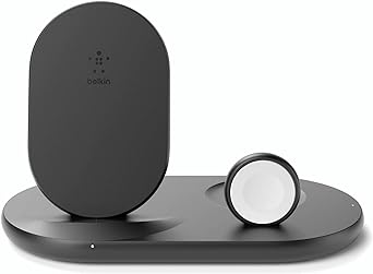 Belkin 3-in-1 Wireless Charger (7.5 W Wireless Charging Station for iPhone, Apple Watch and AirPods) - Wireless Charging Dock, iPhone Charging Dock, Apple Watch Charging Stand - Black