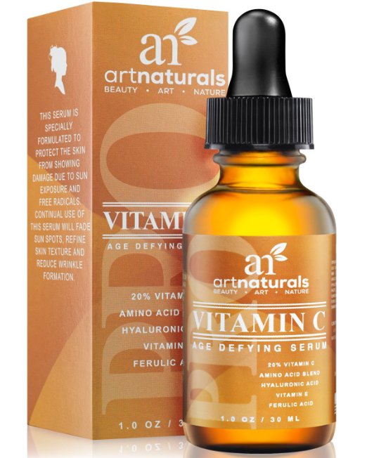 Art Naturals® Enhanced Vitamin C Serum with Hyaluronic Acid 1 Oz-Top Anti Wrinkle, Anti Aging & Repairs Dark Circles, Fades Age Spots & Sun Damage -20% Vitamin C Super Strength Organic Ingredients