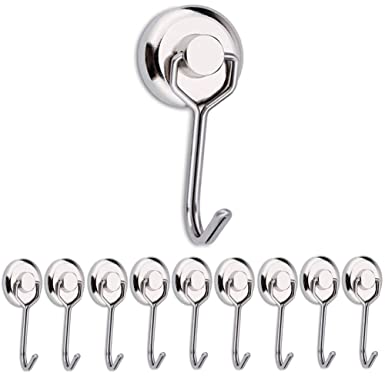 EVISWIY Swivel Magnetic Hooks for Cruise Cabins 30LBS Magnet Hooks Hangers for Refrigerator Lockers Hanging Pot Holders BBQ Grill Tools Oven Mitts Silver 10 Pack