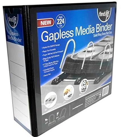 Find It Gapless Mega Media Binder, 4 Inch Spine, 224 CD Capacity, No Pages Included, Black (FT07015)
