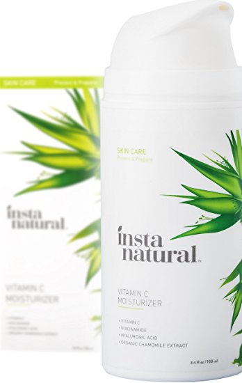 InstaNatural Vitamin C Moisturizer Cream - Facial Anti Aging & Wrinkle Reducing Lotion for Men & Women - With Hyaluronic Acid & Organic Jojoba Oil - Hydrating for Dry, Sensitive, & Oily Skin - 3.4 OZ