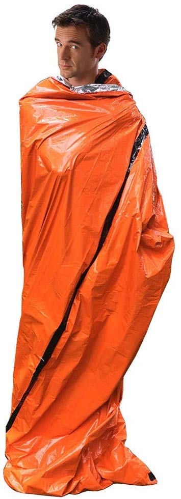 Emergency Sleeping Bag | Lightweight and Compact Survival Tent Waterproof Outdoor Camping Hiking Emergency Shelter (Orange)