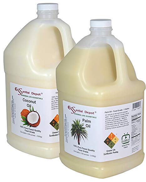 1 Gallon Coconut Oil   1 Gallon Palm Oil Combination Pack - Finest Quality - 1 Gallon - Food Safe.