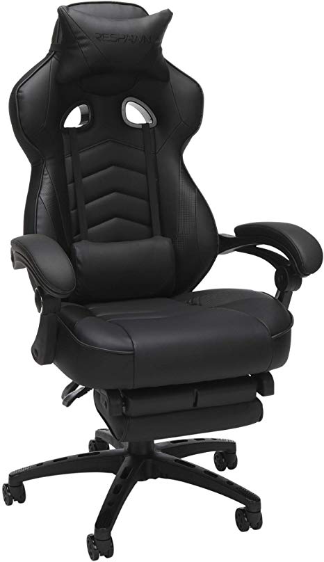 RESPAWN 110 Racing Style Gaming Chair, Reclining Ergonomic Leather Chair with Footrest, in Black