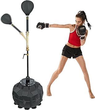 INNOLIFE Boxing Fast Respond Speed Bar Heavy Duty Punching Equipment Boxing Skills Training Free Standing Adjustable Height from 57"~75"